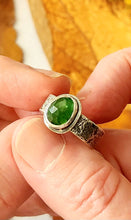 Load image into Gallery viewer, Green Tourmaline Gemstone and Textured Sterling Silver Ring