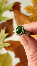 Load image into Gallery viewer, Green Tourmaline Gemstone and Textured Sterling Silver Ring