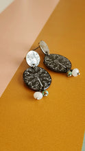 Load image into Gallery viewer, Black Enamel and Sterling Silver Earrings