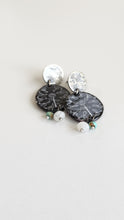 Load image into Gallery viewer, Black Enamel and Sterling Silver Earrings