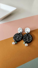 Load image into Gallery viewer, Black Enamel and Sterling Silver Earrings