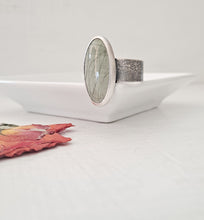 Load image into Gallery viewer, Green Imperial Jasper Gem Stone and Textured Sterling Silver Ring