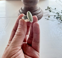 Load image into Gallery viewer, Green Imperial Jasper Gem Stone and Textured Sterling Silver Ring