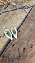 Load image into Gallery viewer, Opalized Wood Gemstone and Sterling Silver Earrings