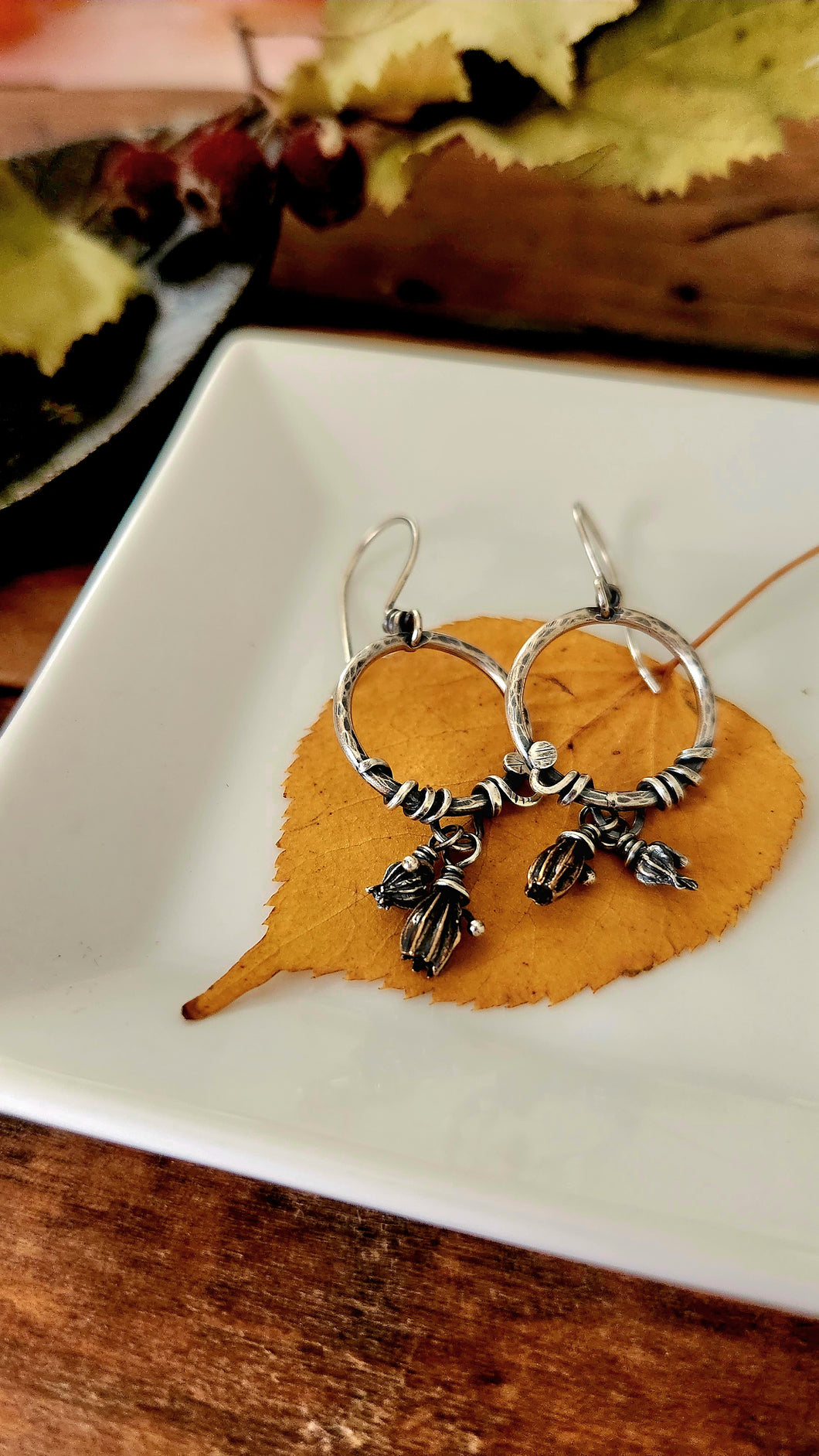 Sterling Silver Viny Hoop Earrings