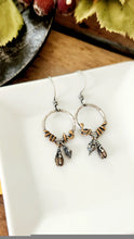 Load image into Gallery viewer, Sterling Silver and Bronze Viny Hoop Earrings
