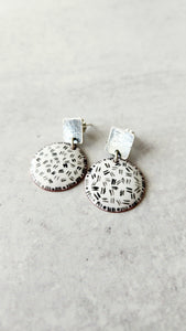 Contemporary Black and White Enamel Earrings