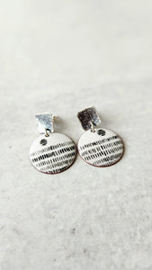 Contemporary Black and White Enamel Earrings