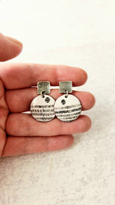 Contemporary Black and White Enamel Earrings